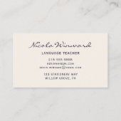 Carte de visite de professeur de langue (Dos)