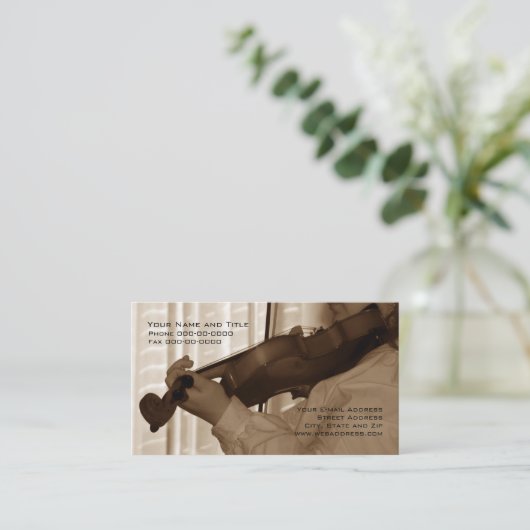 Carte de visite de professeur de musique (Debout devant)