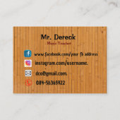 Carte de visite de professeur de musique (Dos)