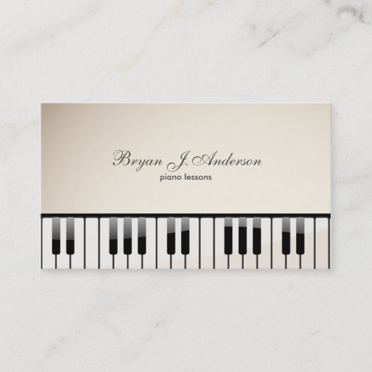 Carte de visite de professeur de musique de piano (Devant)
