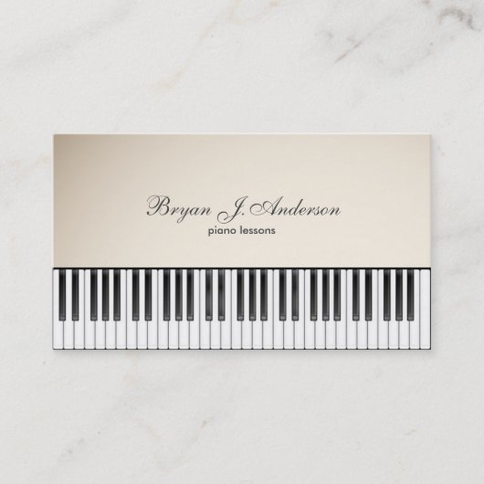 Carte de visite de professeur de musique de piano (Devant)