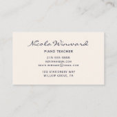 Carte de visite de professeur de piano (Dos)
