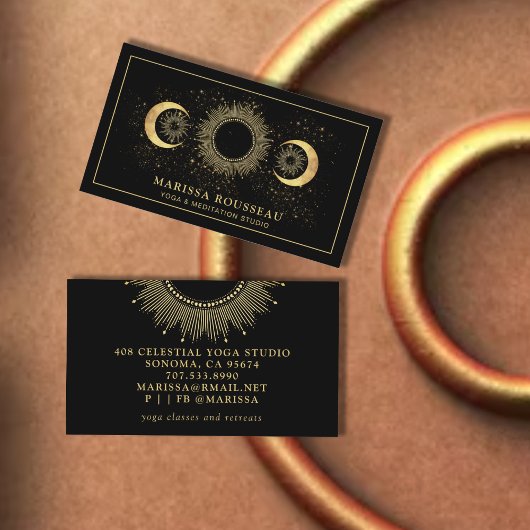 Carte de visite de professeur de yoga céleste Sole