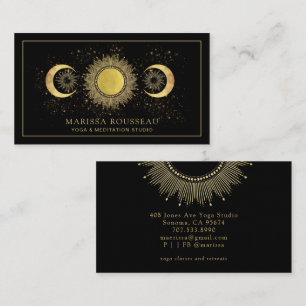 Carte de visite de professeur de yoga Soleil Lune 