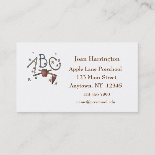 Carte de visite de professeur d'étoiles d'ABC (Devant)