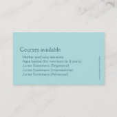 Carte de visite de professeurs de bain de club de (Dos)