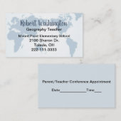 Carte de visite de professeurs de géographie (Devant / Derrière)