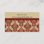 Carte de visite de profil Elegant Red Damask (Dos)