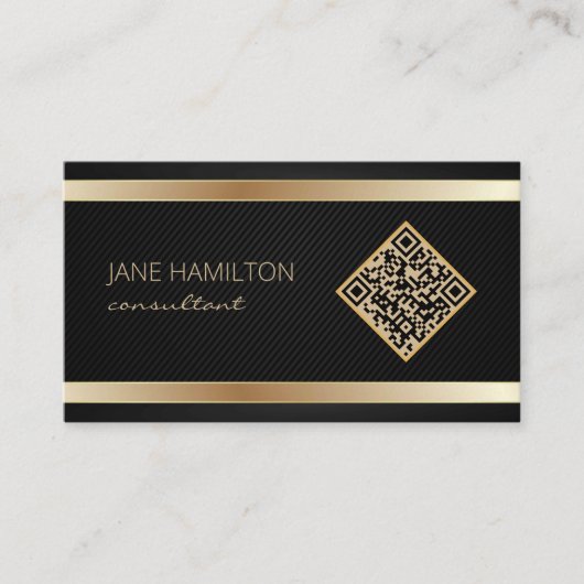 Carte de visite de profil QR Code Gold Modern (Devant)