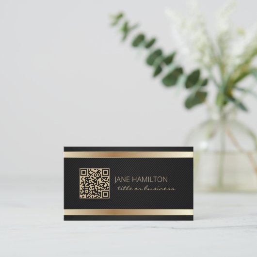 Carte de visite de profil QR Code Gold Modern (Debout devant)