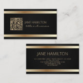 Carte de visite de profil QR Code Gold Modern (Devant / Derrière)