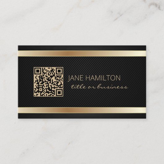 Carte de visite de profil QR Code Gold Modern (Devant)