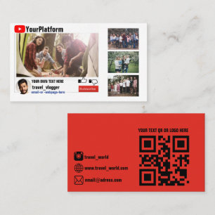 Carte de visite de promotion de canal Youtube