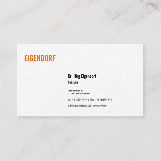 Carte de visite de publiciste (Devant)