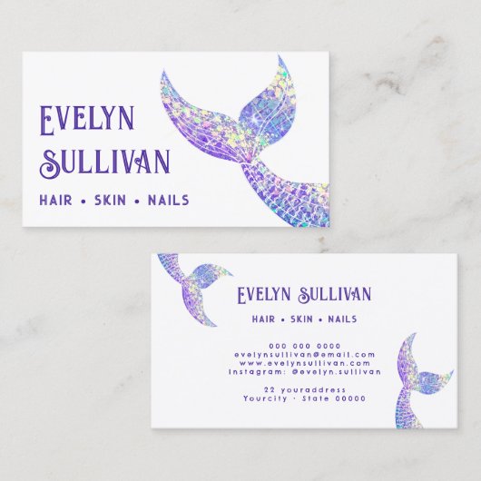 Carte de visite de queue de sirène de parties scin (Devant / Derrière)