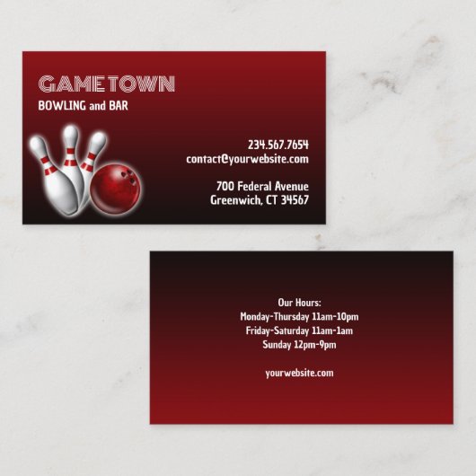 Carte de visite de quilles (Devant / Derrière)