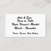 Carte de visite de raisins botaniques et de baies (Dos)