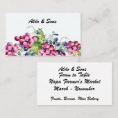 Carte de visite de raisins botaniques et de baies (Devant / Derrière)