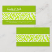 Carte de visite de rayure de zèbre de vert d'olive (Devant / Derrière)