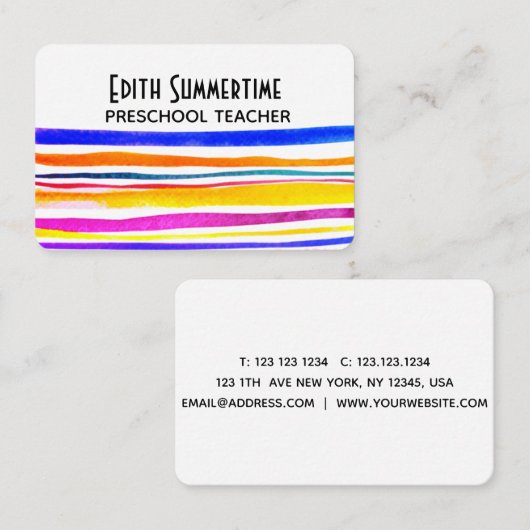 carte de visite de rayures colorées (Devant / Derrière)