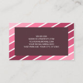 Carte de visite de rayures diagonales blanches ros (Dos)