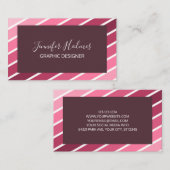 Carte de visite de rayures diagonales blanches ros (Devant / Derrière)