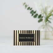 Carte de visite de rayures noires et dorées (Debout devant)