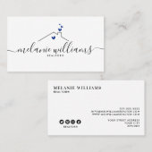 Carte de visite de réaltor minimal bleu marine (Devant / Derrière)