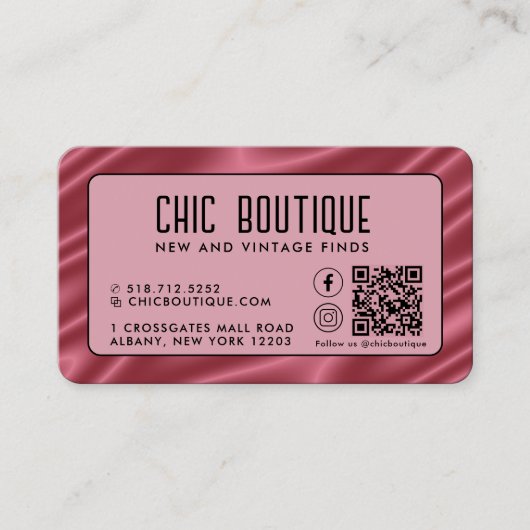 Carte de visite de récompense de code QR en satin  (Devant)