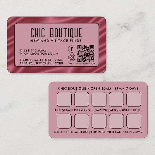 Carte de visite de récompense de code QR en satin  (Devant / Derrière)