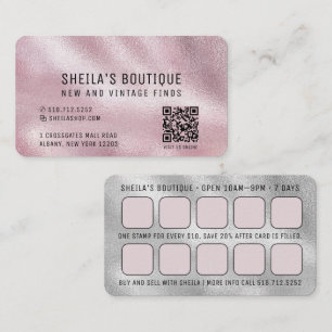 Carte de visite de récompense de code QR rose et a