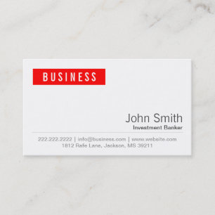 Carte de visite de Red Étiquette Investment Banker