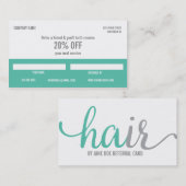 Carte de visite de référence de coiffeur (Devant / Derrière)