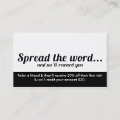 Carte de visite de référence de salon (Dos)