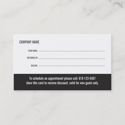 Carte de visite de référence d'optométrie (Devant)