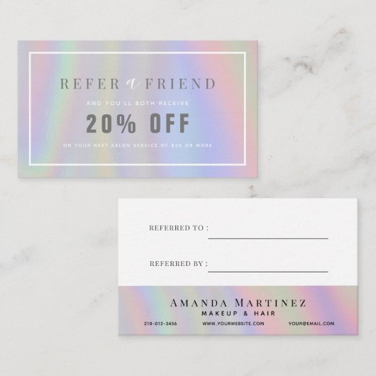 Carte de visite de référence du salon Hologram (Devant / Derrière)