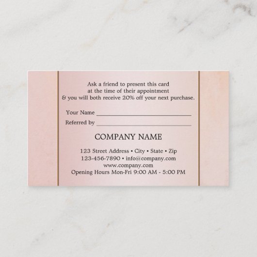 Carte de visite de référence Gold du Rose Blush (Dos)