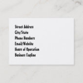 Carte de visite de réfrigération d'entreposage au (Dos)