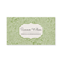 Carte de visite de relief floral de couleur verte