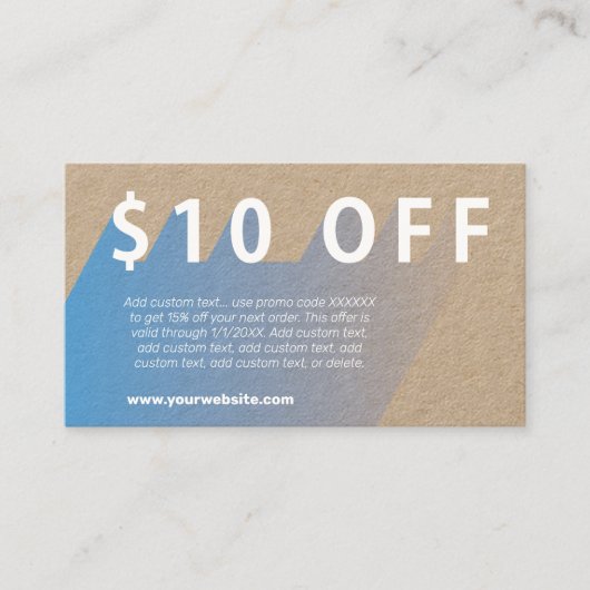 carte de visite de remise de 10 $ (Devant)