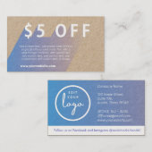 carte de visite de remise de 5 $ OFF (Devant / Derrière)