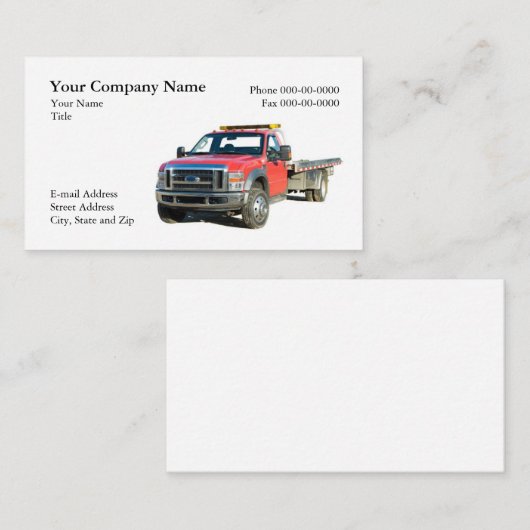 Carte de visite de remorquage (Devant / Derrière)