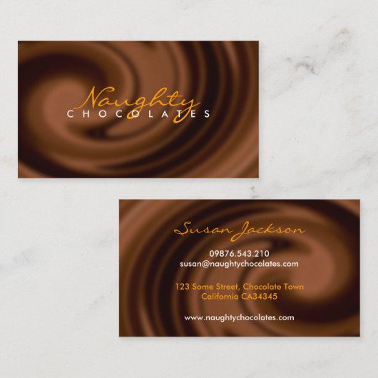Carte de visite de remous de chocolat (Devant / Derrière)
