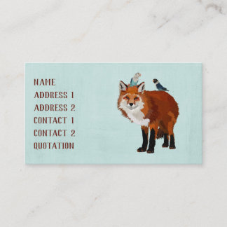 Carte de visite de RENARD et d'OISEAUX d'INDIGO