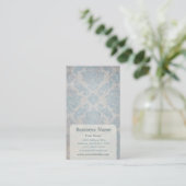 Carte de visite de rendez-vous Blue Damask (Debout devant)