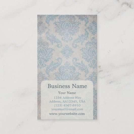 Carte de visite de rendez-vous Blue Damask (Devant)