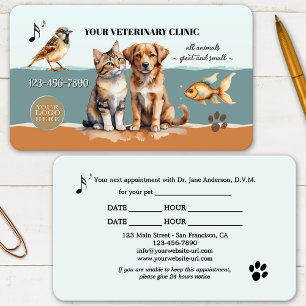 Carte de visite de rendez-vous de clinique vétérin