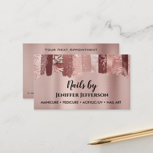 Carte de visite de rendez-vous de NAIL ARTIST (Devant/Arrière en situation)