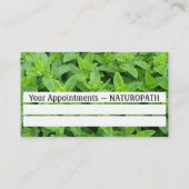Carte de visite de rendez-vous de naturopathe vert (Dos)