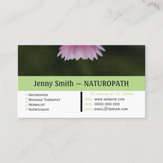 Carte de visite de rendez-vous de naturopathie Wat (Devant)